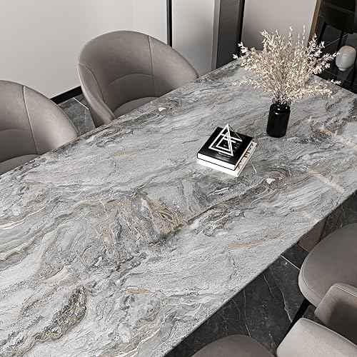 Glossy Grey/Gold Marble Contact Paper Peel and Stick Countertops Gray Peel and Stick Wallpaper for Kitchen Backsplash Faux Marble Wall Paper Self Adhesive Vinyl Granite Wallpapers for Table Cabinets