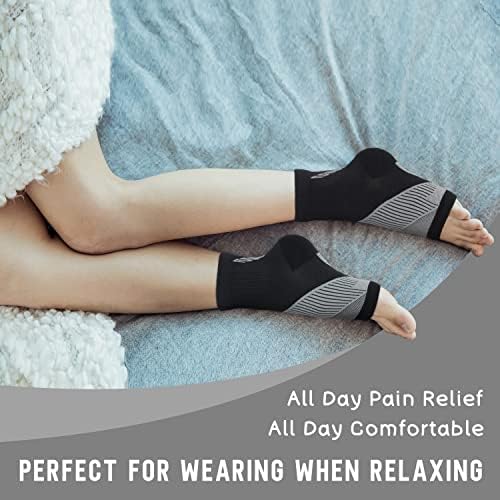 Compression Socks for Women & Men Open Toe (3 Pairs), Ankle Brace Compression Sleeve with Neuropathy, Foot Compression sleeve for Swelling, Pain & Plantar Fasciitis Relief (Black, XL)