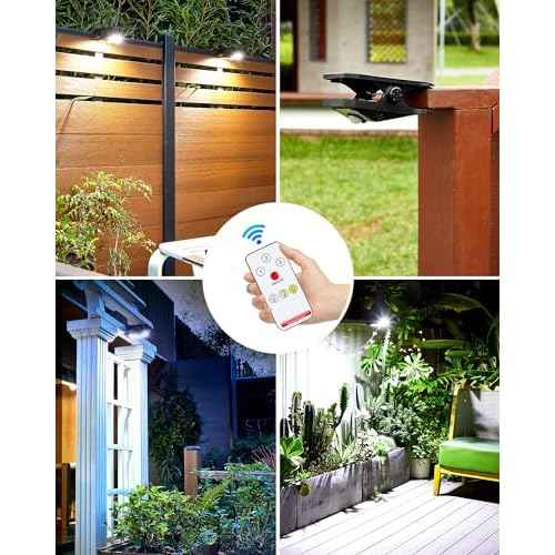 118Leds Solar Motion Sensor Lights Outdoor, Clip on Solar Lights Outdoor Waterproof, High Bright Solar Powered Security Lights for Outside Fence Chain Link Camping (4, 118 LED)