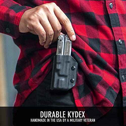 Clip & Carry Kydex Multitool Sheath for LEATHERMAN Free P4 - Made in USA (Multi-Tool not Included) EDC Multi Tool Holder Holster Cover