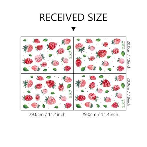 8 Sheet Strawberry Wall Decal, Peel and Stick Strawberry Wall Sticker for Kids Room Dining Room Kitchen