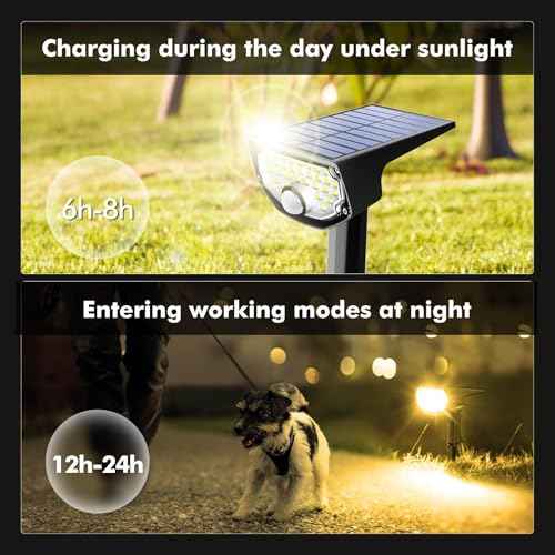 AloftSun Solar Motion Sensor Outdoor Lights,Waterproof Motion Sensor Spot Lights- 30 LED/3 Modes Solar Powered Spotlights,Landscape Lighting for Yard and Garden,Warm White,4 Pack