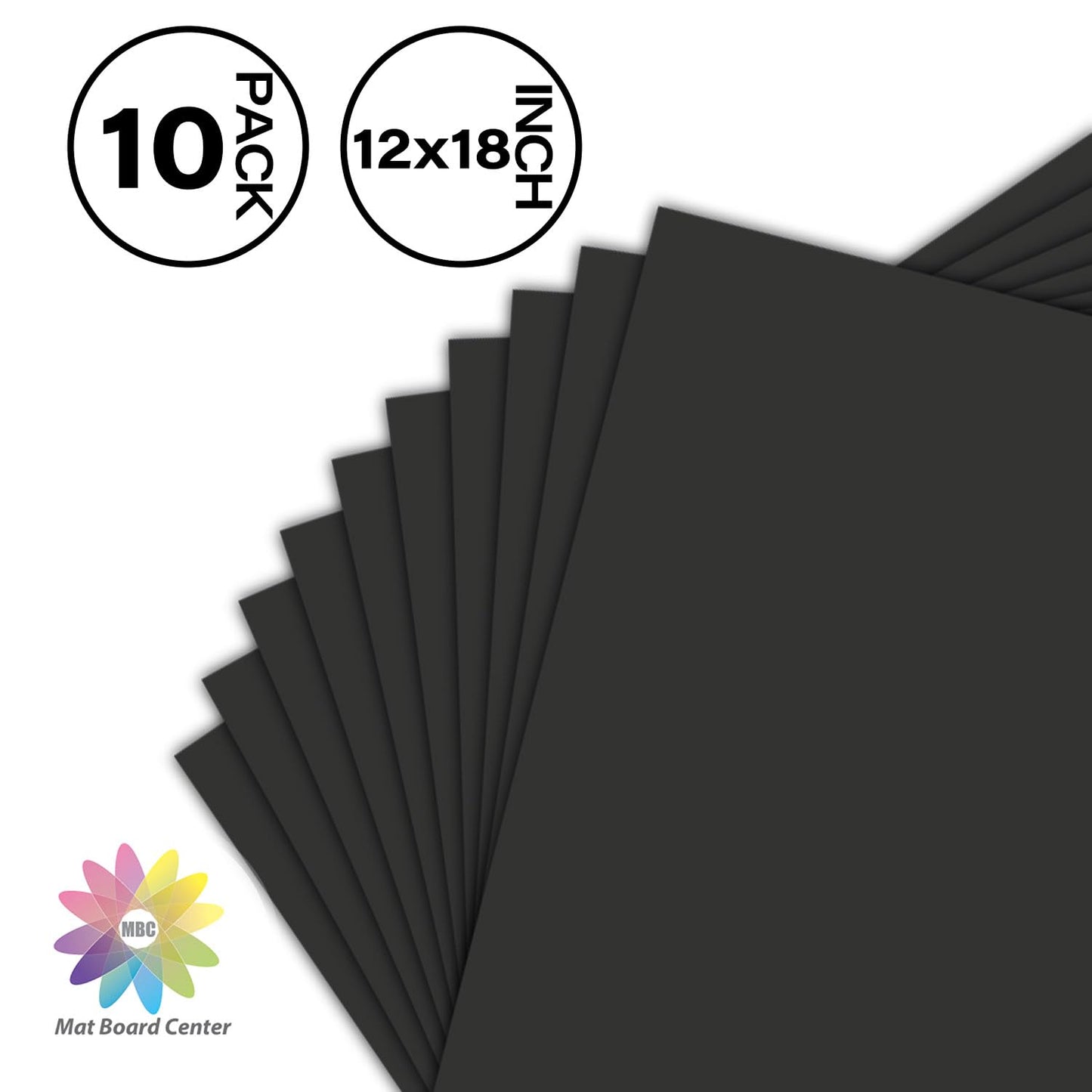 Mat Board Center, 10 Pack 12x18 Black Uncut Mat Boards/Backing Matt Boards for Crafts, Frames, Photos and More