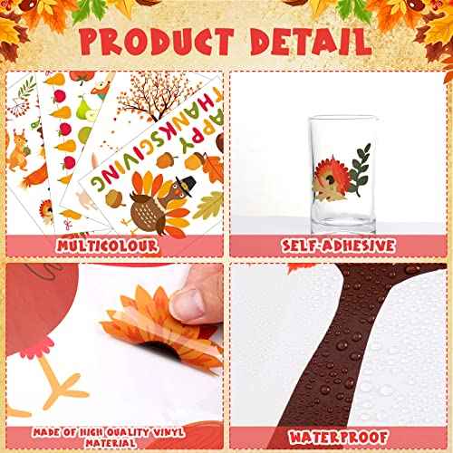 77 Pieces Fall Thanksgiving Wall Stickers Maple Leaves Decals Autumn Pumpkin Window Clings Orange Truck Turkey Squirrel Wall Art Decor for Thanksgiving Fall Party Home Office Decoration