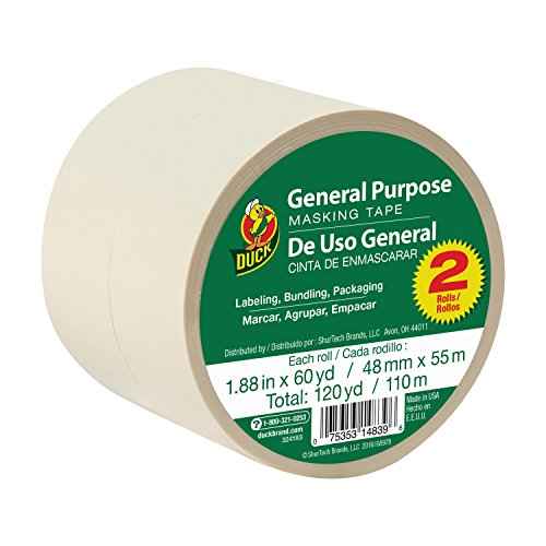 Duck Brand General Purpose Masking Tape - Beige, 1.88 in. x 60 yd., 2-Pack (241578)