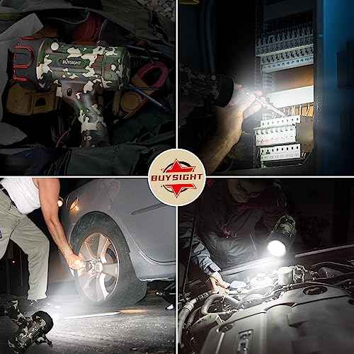BUYSIGHT Rechargeable Spotlight Flashlight, High Lumen Hand held Spotlight Waterproof Flashlight Hunting Lamp with red Filter£¨ Camouflage Green Mini