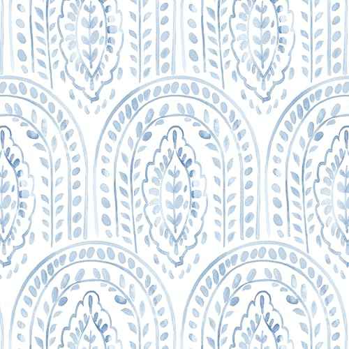 Peel and Stick Wallpaper Modern Wall Paper Boho Contact Paper Removable Wallpaper Peel and Stick Blue and White Self-Adhesive for Bathroom Bedroom Kitchen Wall Decor 17.3" x 118"