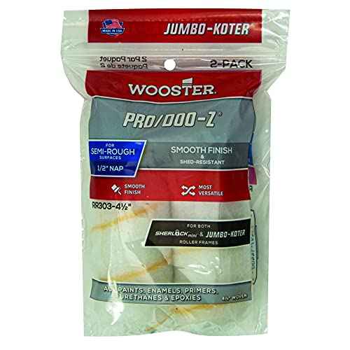 Wooster Brush RR303-4 Pro/Doo-Z Jumbo-Koter Shed Resistant Paint Roller Cover, 1/2 in Nap, 4-1/2 in L, 3/4 in, 4-1/2-Inch