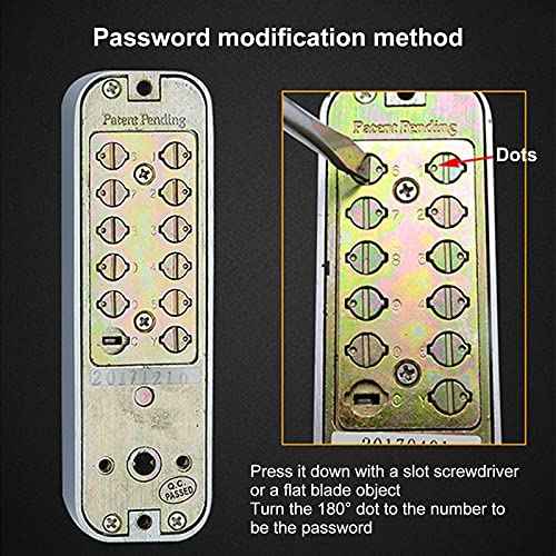 Qivine Mechanical Keyless Door Lock, Push Button Door Lock Keypad 1-11 Digitals Outdoor Gate Locks with Keypad Anti Theft Codes Lock for Bidirectional Gate (Sliver)