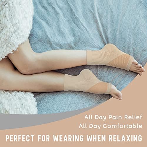Compression Socks for Women & Men Open Toe (3 Pairs), Ankle Brace Compression Sleeve with Neuropathy, Foot Compression sleeve for Swelling, Pain & Plantar Fasciitis Relief (Beige, L)