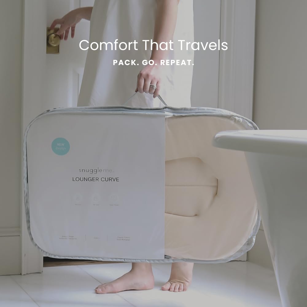 snuggle me® Baby Lounger Curve (0-6 Months) - Premium Organic Cotton with Foam Core, Machine-Washable Cover, Buttery-Soft & Breathable CSPC Compliant Infant Lounger Baby Nest with Travel Bag - Birch
