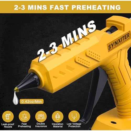 Hot Glue Gun, 20V Cordless Glue Gun with 30 PCS Full Size Glue Sticks, 3.5Ah Rechargeable Battery Glue Gun Kit for DIY, Arts & Craft, Repair Furniture, School