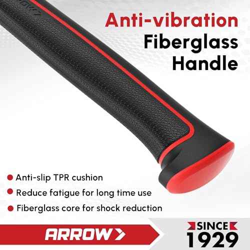ARROW 20oz Straight Claw Hammer with Magnetic Nail Holder, Smooth Face and Forged Steel Head, Shock-Absorbing Fiberglass Handle, for Carpentry and General Purpose