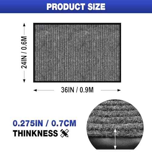 ToLanbbt 2' x 3' Front Door Mat Extra Large Commercial Industrial Rug Heavy Duty Outdoor Indoor Entryway Doormat Low Profile Welcome Entry Door Mat Non Slip Backing for Entrance Home Office, Gray