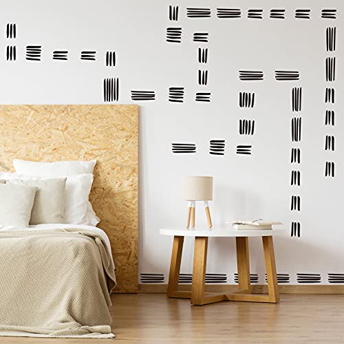 264 Piece Boho Wall Stickers - Modern Peel and Stick Line Wall Decals for Home Office, Bedroom, Nursery, Living Room, Window (Black)