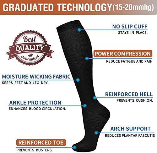 BIQU Compression Socks for Women and Men Circulation-Best Support for Running, Athletic, Nursing, Travel