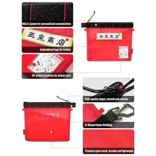 TACTICAL_GEEK Storage A11 & Sunizumi Shoten Collaborative EDC Organizer Pouch: Manga-Style Semi-Transparent Mesh Bag for Digital Tool Organization