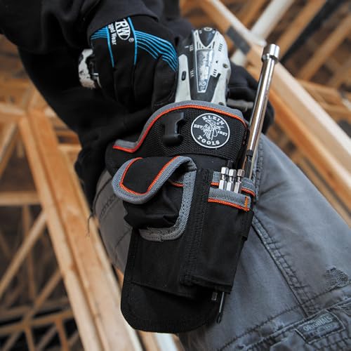 Klein Tools 5183 Tool Bag, Tradesman Pro Drill Pouch, 1680d Material, Drill Holster with Pockets for Tools and Bits