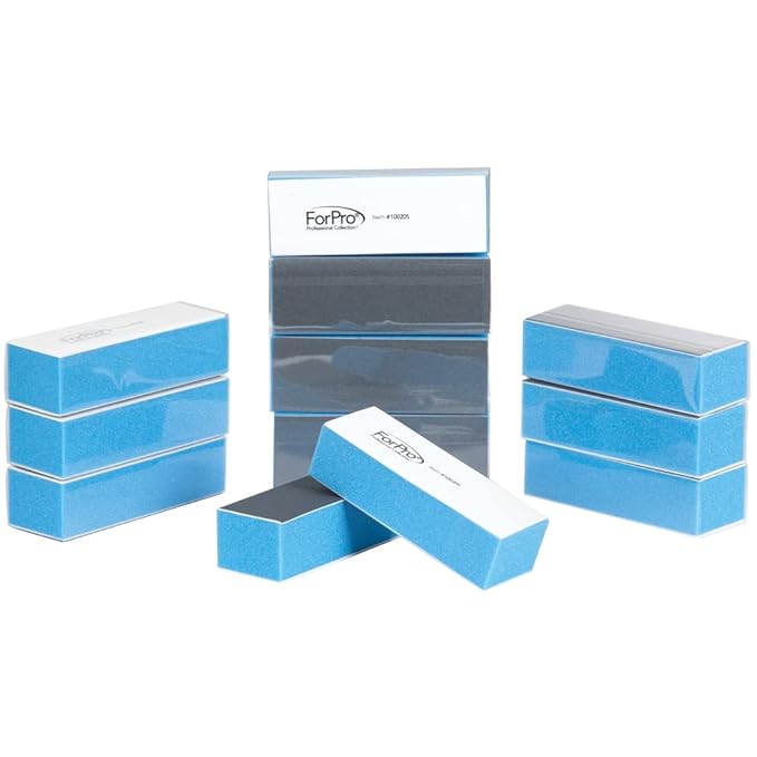 ForPro Professional Collection Miracle Buff & Shine - Grey 400/White 4000 Grit- Twelve (12) Double Sided Manicure & Pedicure Buffers - 1” H x 1.375” W x 3.75” L