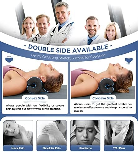 Osteo Neck Stretcher with Magnetic Therapy Cover, 2 Modes[Gentle/Strong] Pain Relief Cervical Traction Device, No Smell Neck and Shoulder Relaxer, Chiropractic Pillow for TMJ Headache Spine Alignment