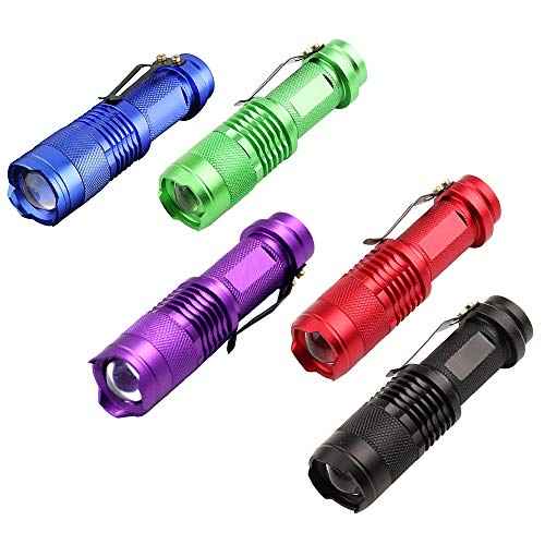 Multicolored 3-Mode Flashlight: Red, Green, Blue, UV & White LED Lights (Pack of 5)