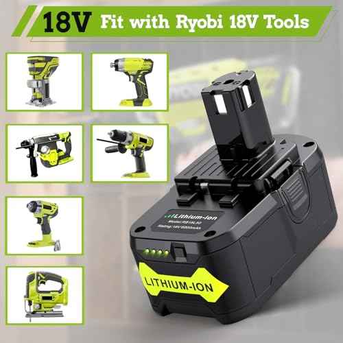 Upgraded 6.0Ah Replacement for Ryobi 18v Battery and Charger, High Capacity, Fast Charging Compatible with Ryobi Battery and Charger 18 Volt P107 P108 P109 P102 P103 P104 P105
