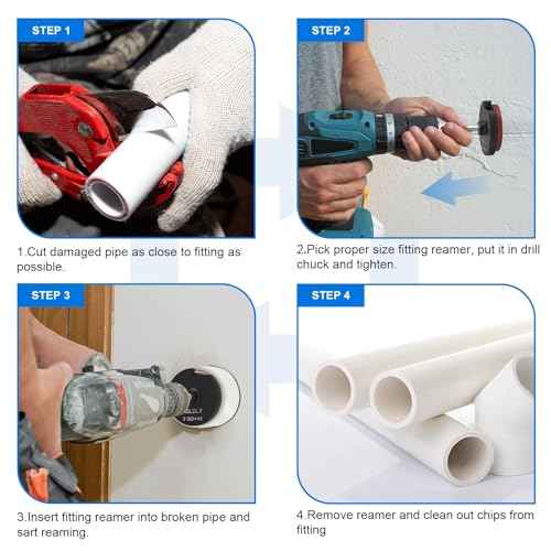 3Pcs PVC Pipe Reamer Kit Compatible with 1-1/2inch,2inch, 3inch PVC Pipe. PVC Fitting Saver for Water Lines, Drain Lines, and Vent Lines - Plumbing Tool for Pipe Cutting - Clean Ream Extreme