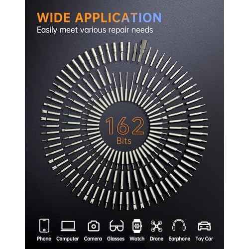 Electric Screwdriver Kit, 181 in 1 Mini Precision Screwdriver Set with 162 Magnetic Bits, 3 Torque Settings, 3.7V Cordless Power Screwdriver Repair Tool for Phone Camera Laptop Watch