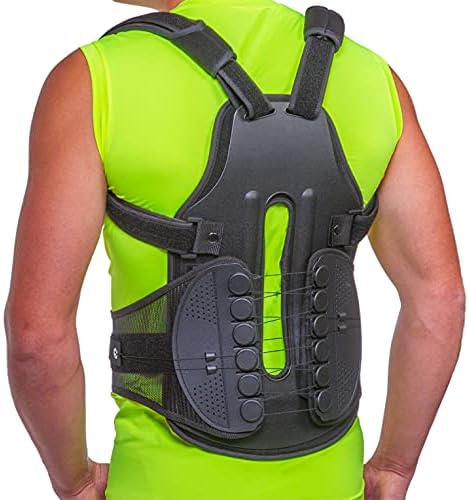 BraceAbility TLSO Full-Body Back Brace Support - Hard Turtle Shell Jacket for Thoracic Kyphosis, Parkinson's Disease, Fractured Spine, Scoliosis, Postural Correction, Post-Surgery Recovery (Large)