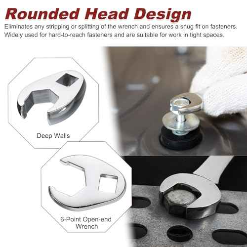 HARFINGTON Drive Crowfoot Wrench 3/8" Drive 22mm Metric Fractional Crowfoot Flare Nut Wrench 40Cr Chrome Plated Open End Crowfoot Wrench for Mechanics Automotive Repair Work