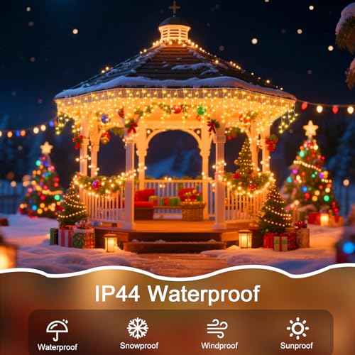 131 Ft String Lights for Outside, 1280 LED Christmas Lights Outdoor Plug in, Christmas String Lights with 11 Modes & Timer for Holiday, Party, Wedding, House, Patio, Outdoor Decorations
