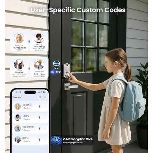 Veise VE017 Fingerprint Smart Door Lock, App Control, 7-in-1 Keyless Entry, Auto Lock, Emergency Power Port, Electronic Touchscreen Keypad, Biometric Smart Locks for Front Door, Satin Nickel
