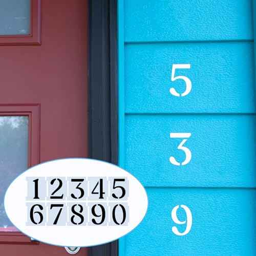 20 Pcs Curb Painting Stencils Kit 4 Inch Curb Address Stencil Kit for Painting on Walls Number Curbs Stencils Kits for Address Paint on Wood Wall Mailbox Road