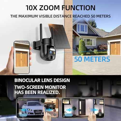 Hawkray Pannel Solar Wireless Outdoor Battery Security Camera£¬ Dual-Lens, 10xZoom, 2K Resolution 3MP 360¡ÆPan/Tilt£¬2.4&5G WiFi Powered Camera