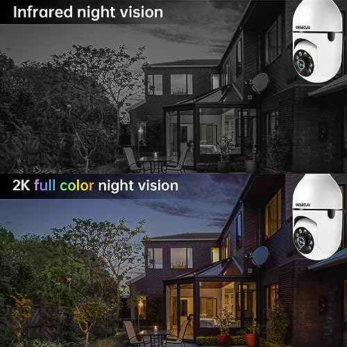 WESECUU Light Bulb Security Camera -5G& 2.4GHz WiFi 2K Security Cameras Wireless Outdoor Motion Detection and Alarm,Two-Way Talk,Color Night Vision,Human Detection, Bulb Camera Compatible with Alexa