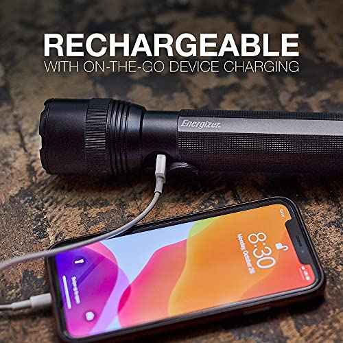 Energizer TacR-1000 Flashlight Rechargeable, Bright Rechargeable Tactical Flashlight for Emergencies and Camping Gear, Water Resistant Flashlight, USB Included