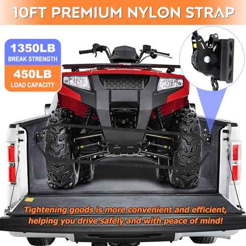 2PCS Retractable Ratchet Straps for 2015-2025 Ford F150 & Raptor, 10 Ft Super Duty Truck Self Retracting Tie Down Anchor Auto Ratchet Straps Replacement for F-150/F250/F350/F450/F550 Bed Accessories