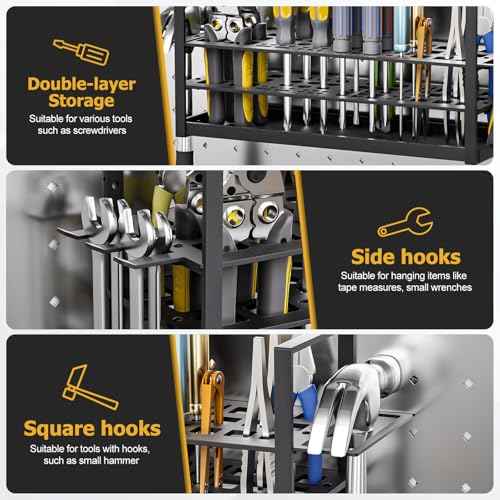 56 Holes Screwdriver Organizer Holder, Metal Screw-Driver Storage Rack Wall Mount for Hex Cross RC Kit, Hand Tool stand for Workshop,Workbench