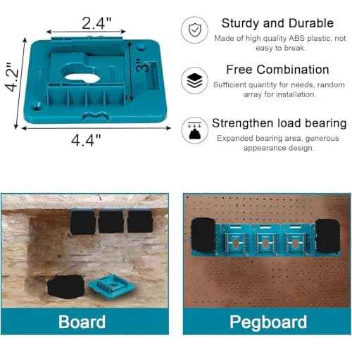 Battery Holder Work for Makita 18V Battery Mounts Dock Hanger Compatible for BL1860 BL1850 BL1840 BL1830, 5 Pack(w/10 Screws)