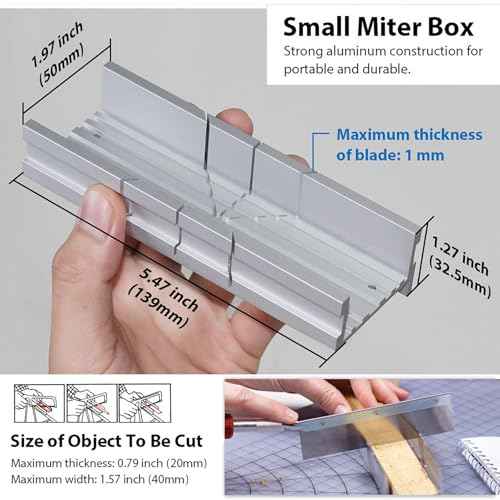 Mini Aluminum Miter Box for Hand Saw 5.3 Inch Precise 3 Angle Cutting Guide 45 90 135 Degrees Ideal for Wood Plastic Soft Metal DIY and Hobby Projects