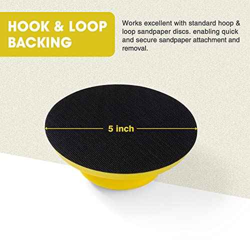 5 Inch Hand Sanding Block Hook and Loop Sanding Block 2 PCS Round and Mouse Hand Sanding Blocks Foam Sanding Blocks Auto Body Hand Sanders for Wood Mouse Sanding Pad Sandpaper Holder