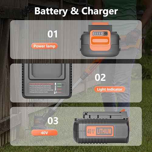 40V Replacement for Black and Decker 40V Lithium Battery LBX2040 LBX2540 LBXR36 LBXR2036 LBX1540 LST136 LST540 with LCS40 LCS36 Black and Decker 3.5Ah Battery Charger