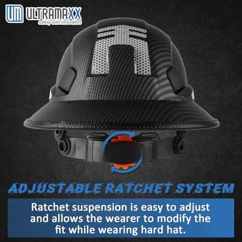 Full Brim Hard Hat with Built-in Visor, ANSI Z89.1 OSHA Approved Construction Safety Helmet with Chin Strap for Men Women