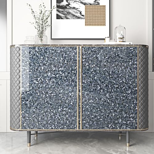 Wallercity Glossy Blue Granite Contact Paper for Countertops Modern Waterproof Peel and Stick Marble Wallpaper for Kitchen Sparkle Marble Counter Vinyl Wrap for Cabinets Desk Table Top 15.8''x78.7''