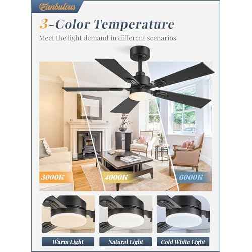 Fanbulous 42 Ceiling Fans with Lights and Remote, Modern Low Profile Ceiling Fans with Dimmable 3CCT Quiet DC Motor, Reversible Celing Fan with 6-Speeds Timer for Bedroom(Black)