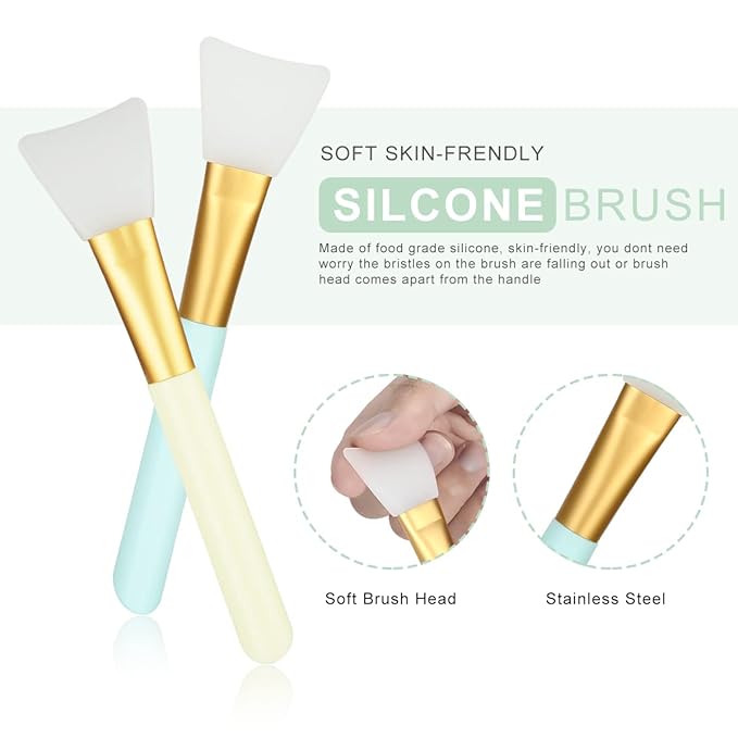 Face Mask Mixing Bowl Set, 5 in 1 DIY Facemask Mixing Tool Kit with Facial Mask Bowl Stick Spatula Silicone Face Mask Brush & Premium Soft Face Brushes