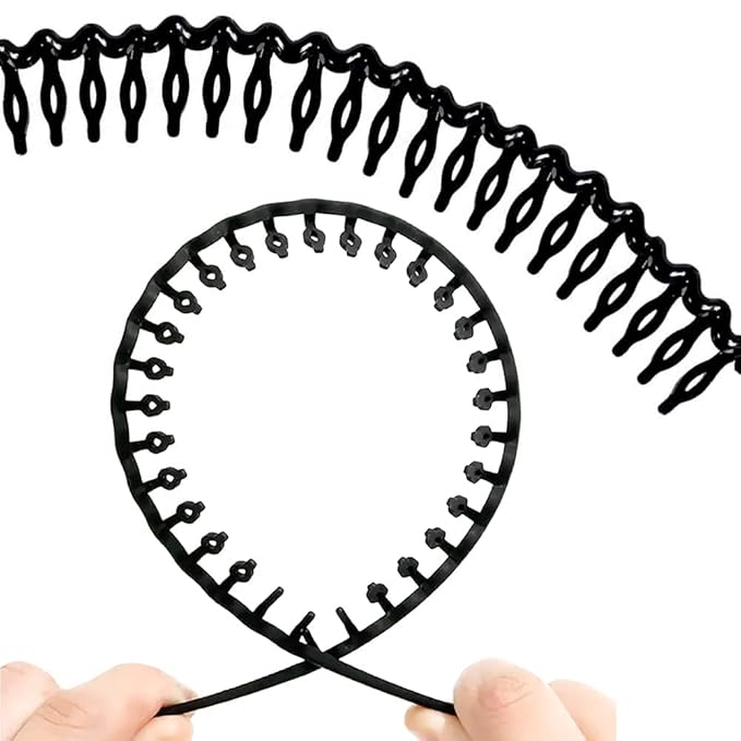 ULTIMUTE 8 PCS Fashion Effortless Plastic Headbands with Teeth Comb Black Skinny Headbands No Slip Hair Accessories Bands for Women Men Teen Girls, Bright Black