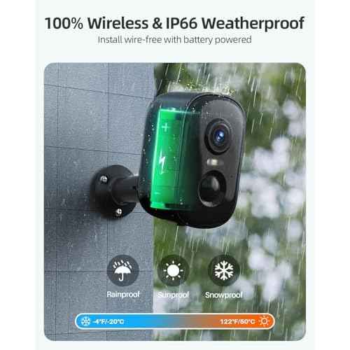Rocktone 2K Security Cameras Wireless Outdoor, Battery Powered WiFi Cameras for Home Security with AI Motion Detection, Spotlight Color Night Vision, 2-Way Talk, Siren Alarm, IP65, Cloud/SD Storage