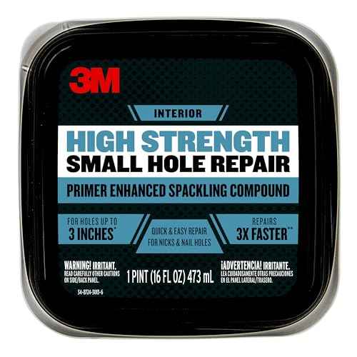 3M High Strength Spackling Compound, 16 oz., Small Hole Repair Primer Enhanced Spackling Compound, Quick & Easy Repair For Nicks & Nail Holes, No Shrinking, Cracking or Sagging (SHR-16-BB)