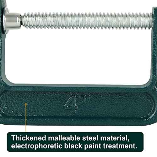 6 Piece 4 Inch C-Clamp Set - Industrial Strength, Quality Iron C Clamps for Woodworking, Welding, and Building(Green)